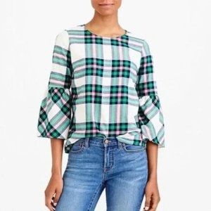 J. Crew Mercantile Top Plaid Shirt Bell Sleeves